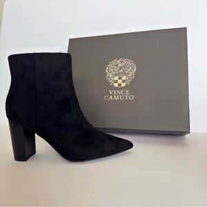 Vince Camuto Black Leather Suede Heeled Boots 9M
